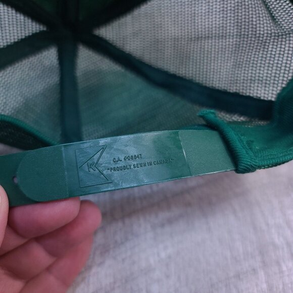 Vintage K-Brand Agriculture Trucker Hat Cap Green Canada Made Mesh Back - Picture 7 of 7